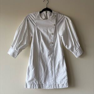 Something Navy Arielle Pearl Button Denim Mini Dress